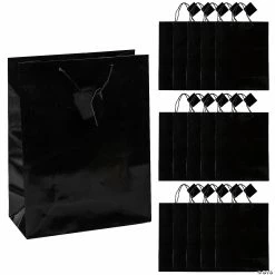 New 🤩 10 1/2" x 13" Large Black Gift Bags - 12 Pc. 👍
