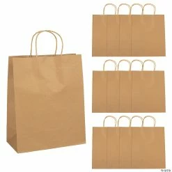 Cheap 😍 10 1/2" x 5 1/4" x 13" Large Brown Kraft Paper Gift Bags - 12 Pc. ✔️