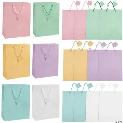 Promo 👍 10" x 13" Large Pastel Paper Gift Bags - 12 Pc. 🥰