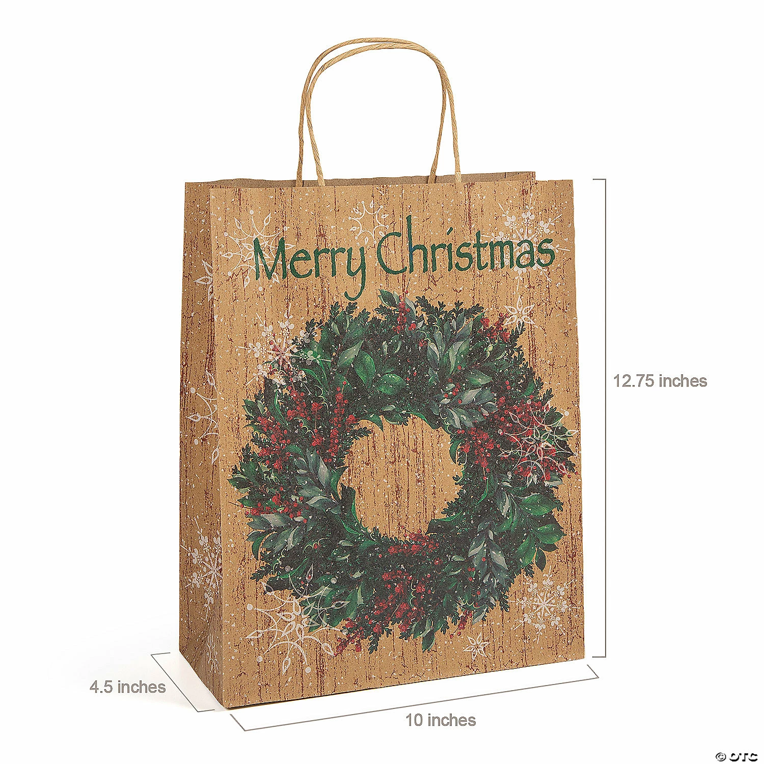 Cheapest 𧨠10" x 4 1/2" x 12 3/4" Large Holiday Wreath Kraft Paper Gift Bags - 12 Pc. π 2 Cheapest 𧨠10" x 4 1/2" x 12 3/4" Large Holiday Wreath Kraft Paper Gift Bags - 12 Pc. π - Image 2