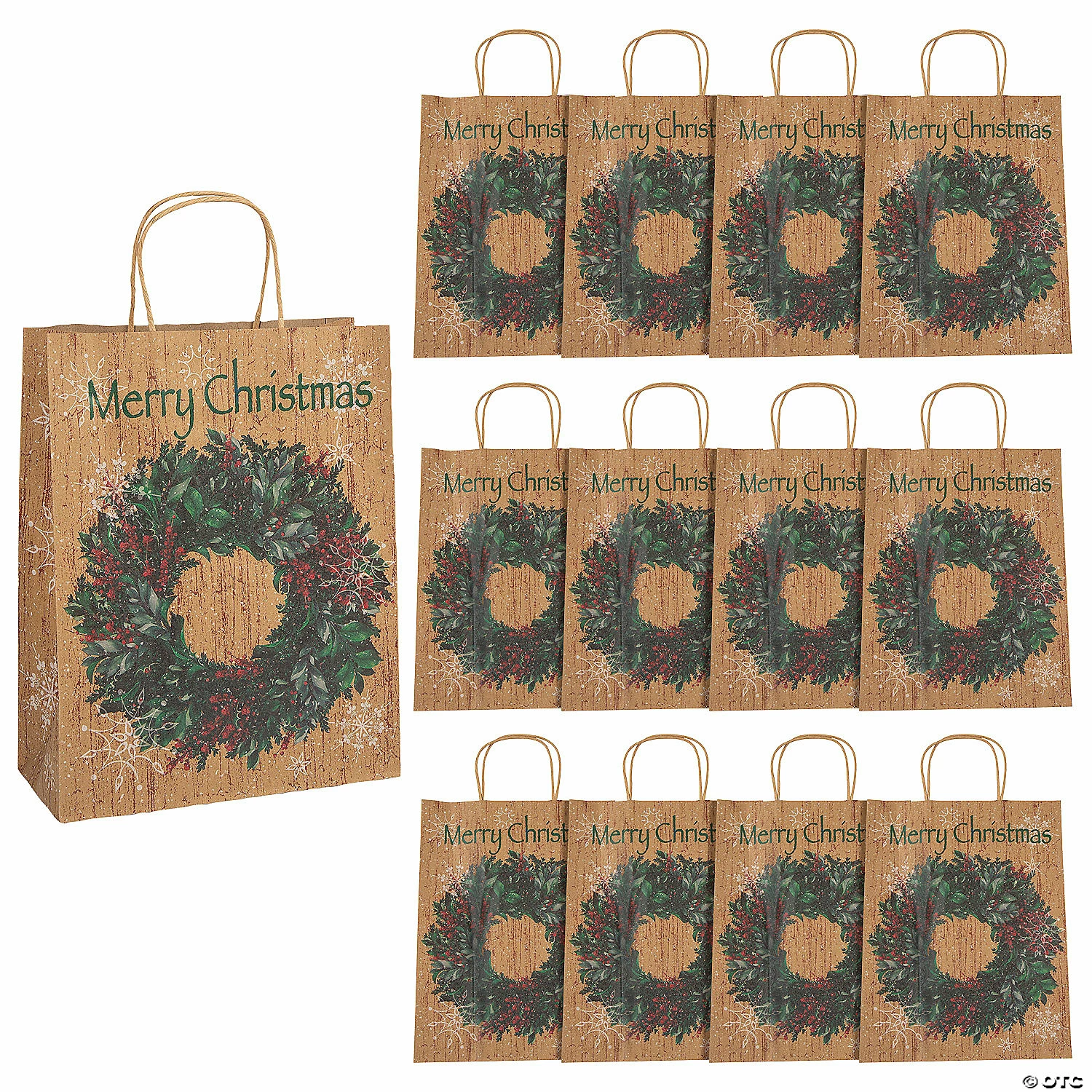 Cheapest 𧨠10" x 4 1/2" x 12 3/4" Large Holiday Wreath Kraft Paper Gift Bags - 12 Pc. π 1 Cheapest 𧨠10" x 4 1/2" x 12 3/4" Large Holiday Wreath Kraft Paper Gift Bags - 12 Pc. π
