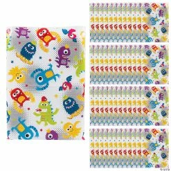 New ✨ 12 1/2" x 17" Bulk Cute Monster Plastic Goody Bags – 50 Pc. 🎉