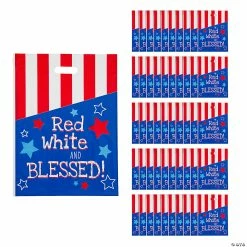 Outlet 🎁 12 1/2" x 17" Bulk God Bless America Plastic Goody Bags - 50 Pc. 🥰