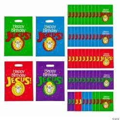 Cheap 😉 12 1/2" x 17" Bulk Happy 🎂 Birthday Jesus Plastic Goody Bags - 50 Pc. 😍