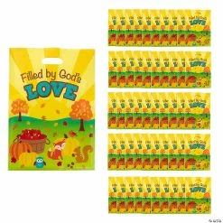 Discount 🔔 12 1/2" x 17" Large Plastic Fall Religious Goody Bags - 50 Pc. 🤩