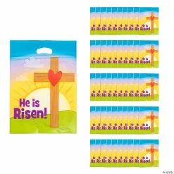 Cheap 😀 12 1/2" x 17" Large Plastic Religious Easter Goody Bags - 50 Pc. ❤️