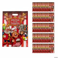 Hot Sale 🔥 12 1/2" x 17" Plastic Under the Big Top Treat Bags - 50 Pc. 🧨
