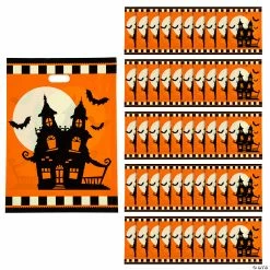 Wholesale 🔥 12" x 17" Bulk 💀 Halloween Silhouette Trick-or-Treat Goody Bags - 50 Pc. 😍