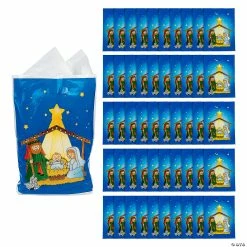 Promo 🎉 12" x 17" Bulk Large Nativity Plastic Goody Bags - 50 Pc. ✨