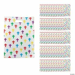 Hot Sale 🔔 12" x 17" Plastic Colorful Cross Goody Bags with Handle - 50 Pc. 😉