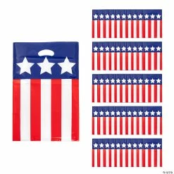 Wholesale 🧨 12" x 17" Plastic Patriotic Goody Bags - 50 Pc. 🛒