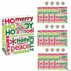 Promo β 12" x 7" x 14 1/2" Large Red & Green Paper Gift Bags with Tags - 12 Pc. π