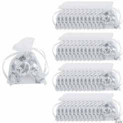 Cheap 🤩 2 1/2" x 3 1/2" Bulk Mini White Organza Drawstring Treat Bags - 150 Pc. 🔥