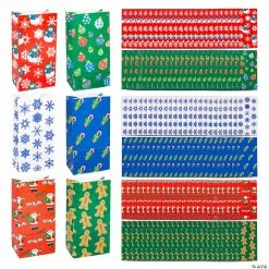Promo ✨ 3 1/2" x 10" Holiday Patterns Treat Bag Assortment - 144 Pc. 😀