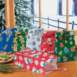 Promo ✨ 3 1/2" x 10" Holiday Patterns Treat Bag Assortment - 144 Pc. 😀 -Party Bags & Containers Shop 3 1 2 x 10 holiday patterns treat bag assortment 144 pc 4 3313 a02