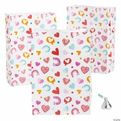Wholesale 😉 3 1/4" x 4" Small Valentine’s Day Paper Sack Treat Bags - 24 Pc. 👍