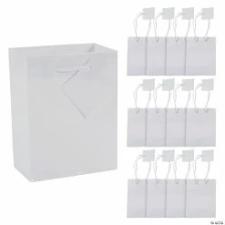 Cheap ๐ 4 1/2" x 2 1/2" x 5 3/4" Small White Paper Gift Bags - 12 Pc. โจ