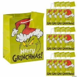 Hot Sale 👍 4 1/2" x 5 1/2" Small Dr. Seuss™ The Grinch Paper Treat Bags - 12 Pc. 😍