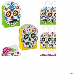 Coupon π 4 1/2" x 6 1/2" Small Day of the Dead Paper Gift Bags - 12 Pc. π