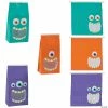 New 🥰 4 1/2" x 9" 🦇 Halloween Tin Tie Treat Bags with Monster Mouth Window - 24 Pc. ⌛