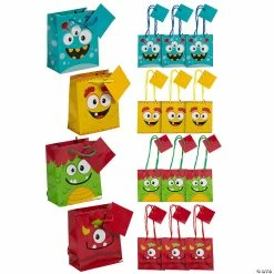 Best deal 🎉 4 1/4" x 5 1/2" Small Monster Paper Gift Bags with Tags - 12 Pc. 🔔