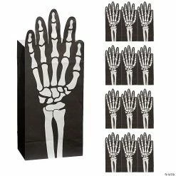 Flash Sale π₯ 5 1/4" x 13" Fold-Over Skeleton Hand Paper Treat Bags - 12 Pc. π