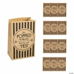 Promo 😍 5 1/4" x 8" Wedding Popcorn Kraft Paper Treat Bags - 12 Pc. 🛒