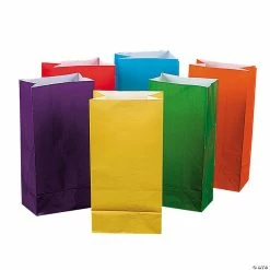 Deals ❤️ 5 " x 10' Bright Color Paper Goody Bags - 12 Pc. 🔔