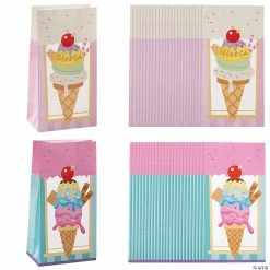 Deals 😀 5" x 10" Large Ice Cream Treat Bags with Cherry Stickers - 48 Pc. ✨