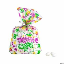 Cheapest 👏 5" x 11 1/2" Medium Mardi Gras Icons Cellophane Treat Bags - 12 Pc. 💯