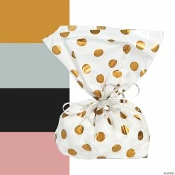 Budget 👏 5" x 2 1/2" x 11" Medium Polka Dot Cellophane Treat Bags - 12 Pc. ❤️