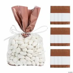 Outlet 🎁 5" x 2 1/2" x 11" Medium Metallic Banded Cellophane Bags - 12 Pc. ⌛