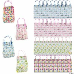 Promo 😀 5" x 9 1/4" Colorful Easter Pattern Plastic Goody Bags - 36 Pc. 💯