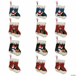 Promo 🔥 6 1/2" Mini 🎅 Christmas Stocking Treat Bags - 12 Pc. 😉