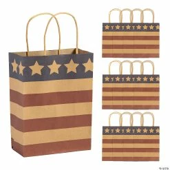 Promo 💯 6 1/2" x 9" Medium Americana Kraft Paper Gift Bags - 12 Pc. 🎉