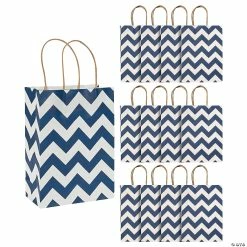 Buy π 6 1/2" x 9" Medium Chevron Kraft Paper Gift Bags - 12 Pc. β¨