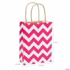 Party Bags & Containers Shop -Party Bags & Containers Shop 6 1 2 x 9 medium hot pink chevron kraft paper gift bags 12 pc 13676362 a01