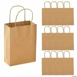 Best Sale π 6 1/2" x 9" Medium Kraft Paper Gift Bags - 12 Pc. π