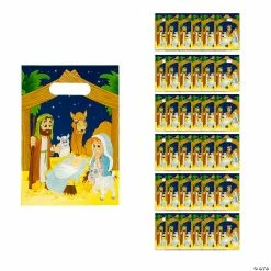Wholesale ❤️ 6 1/2" x 9" Medium Nativity Party Plastic Goody Bags - 36 Pc. 🔥