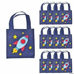 Best reviews of 🔔 6" x 6" Mini Spaceship Nonwoven Tote Bags - 12 Pc. 😀