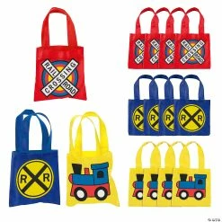 Cheapest β 6" x 6" Mini Train Party Nonwoven Tote Bags - 12 Pc. π