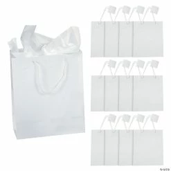 Cheapest 😉 7 1/2" x 3 1/2" x 9" Medium White Paper Gift Bags - 12 Pc. 🔔