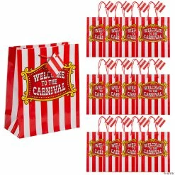Wholesale 🧨 7 1/2" x 9" Medium Carnival Gift Bags with Tags - 12 Pc. ⭐