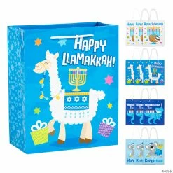 Outlet π 7 1/2" x 9" Medium Hanukkah Animal Gift Bags - 12 Pc. π―