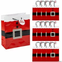 Cheap ๐ 7 1/2" x 9" Medium Santa Paper Gift Bags with Tags - 12 Pc. ๐งจ