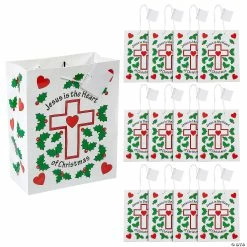 Brand new π€© 7 1/4" x 3 1/3" x 9" Medium Jesus is the Heart of π Christmas Paper Gift Bags - 12 Pc. π―