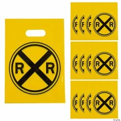 Coupon ๐ 7 1/4" x 9 1/2" Railroad Plastic Goody Bags - 12 Pc. ๐