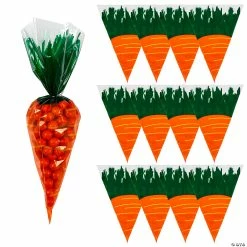 Discount 🌟 7 1/4" x 9 1/4" Carrot-Shaped Cellophane Bags - 12 Pc. 🌟