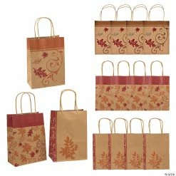 Best deal 🥰 7 1/4" x 9" Medium Fall Kraft Paper Gift Bags - 12 Pc. 🛒