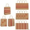 Budget 🔥 7 1/4" x 9" Medium Red & White Nordic Print Kraft Paper Gift Bags - 12 Pc. 🧨